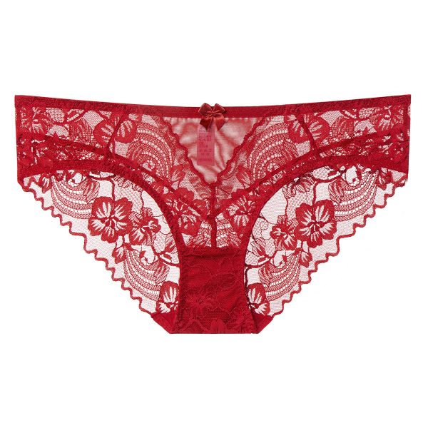 Sexy Lace Underwear Women Ultra-thin Breathable Comfortable Plus Size Panties Cotton Crotch Mid-waist Triangle Briefs