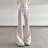 Home casual lace up floral loose slimming walking pants