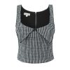 Bubble grid V-neck bow vest+high waisted irregular skirt two-piece set for women