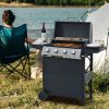 Propane Gas Grill 4 Burner Barbecue Grill, Stainless Steel 34,000 BTU Patio Garden Barbecue Grill With Two Shelves, Lid, Wheels And Bottle Opener