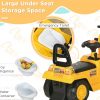3-in-1 Ride On Excavator Digger Scooter & Pulling Cart, Construction Pretend Play Toy For Kids
