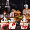48Pcs Halloween Cupcake Toppers Wrappers Rip Kit Bloody Zombie Hand Cupcake Pick Decorations For Halloween Horror Movie Bloody Theme Birthday Party Cake Decorations Supplies