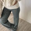 Striped contrasting loose straight leg wide leg pants
