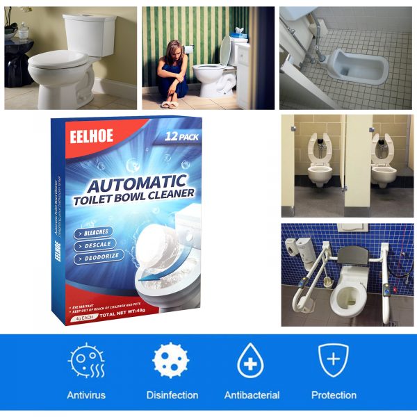 EELHOE Toilet Cleaning Effervescent Tablet, Toilet Toilet Descaling, Decontamination, Deodorization, Multi-Effect To Remove Smell And Fresh