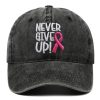 Breast Ribbon Embroidered Peaked Cap Baseball