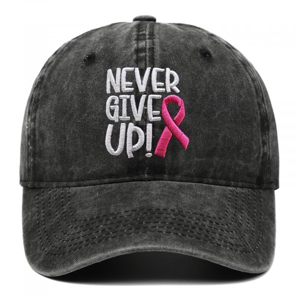 Breast Ribbon Embroidered Peaked Cap Baseball