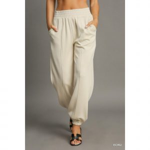 Umgee Drawstring Jogger Pants with Front Seam Detail