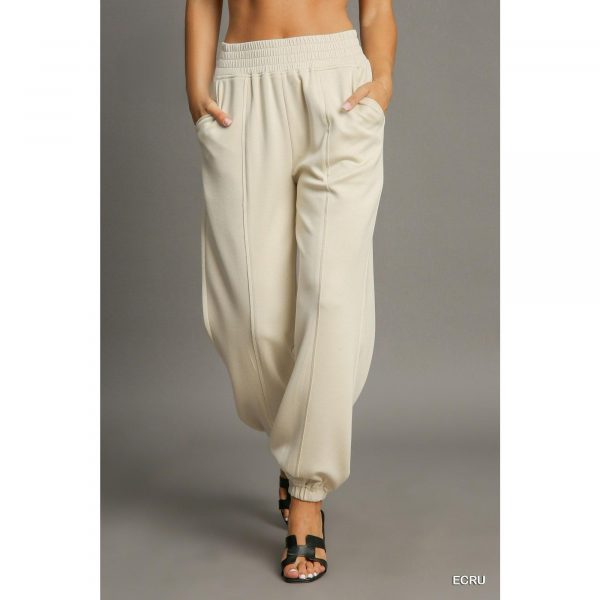 Umgee Drawstring Jogger Pants with Front Seam Detail