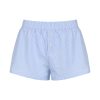 Vacation style minimalist blue striped beach shorts