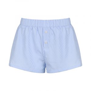 Vacation style minimalist blue striped beach shorts