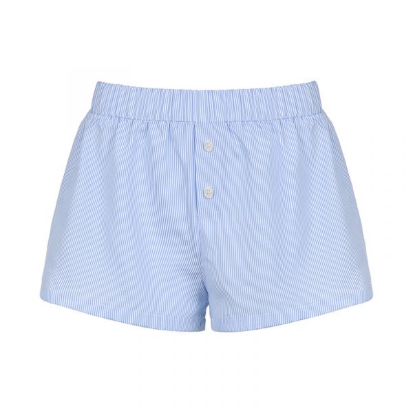 Vacation style minimalist blue striped beach shorts