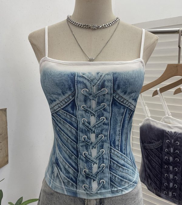 Cowboy print camisole sleeveless top