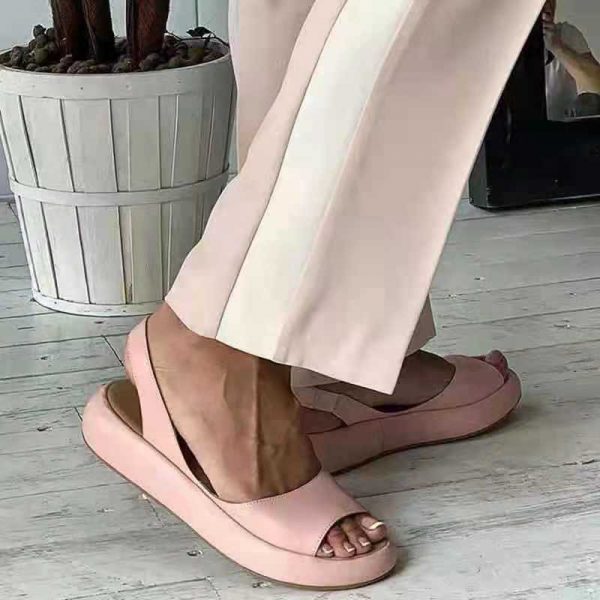 Flat bottomed low heel fish mouth thick soled women's sandals