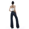 Women's Original Color Straight Leg Jeans Low Waist Slim Wide Leg Long Pants