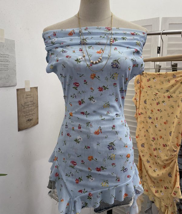 Floral slimming ribbon T-shirt