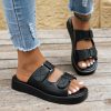 Thick bottomed flat and casual one line drag Velcro beach cooldown