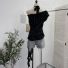 Lace Splicing Swing Collar Halter Off-Shoulder T-Shirt Women