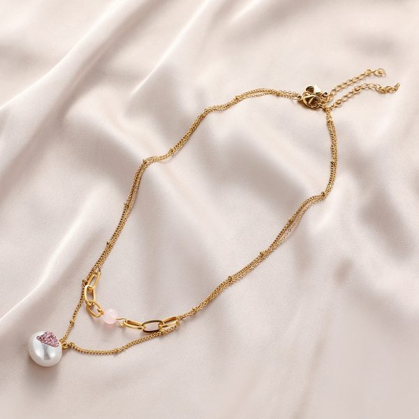 Cross-border Simple Stainless Steel  Love Double-layer Necklace