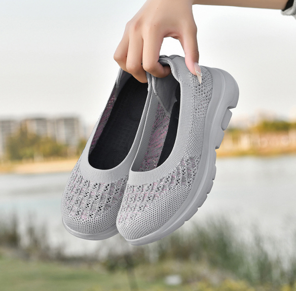 Ankle Socks Flat Knit Shoes Women Casual Solid Color Outdoor Travel Mom Breathable Shoes