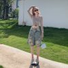 Women's  Shorts Retro Loose Five-Quarter Wide-Leg Mid-Length Pants