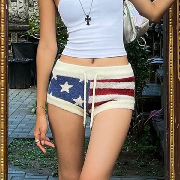 Star contrasting striped woolen shorts