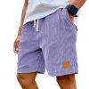 Vintage Embroidered Corduroy Fashion Lace-up Casual Shorts