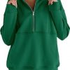 Women's Half Zip Sweatshirts Fleece Stand Collar Long Sleeve Thumb Hole Oversized Pullovers With Pockets