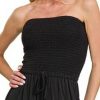 Zenana Strapless Wide Leg Smocked Jumpsuit