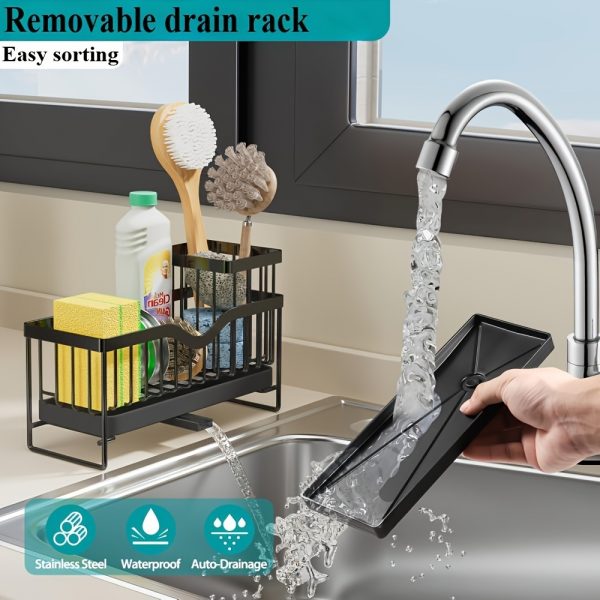 Stainless Steel Sponge Holder, Sink Scouring Pad Draining Rack, Multi-functional Countertop Dishcloth Storage Rack, Kitchen Supplies