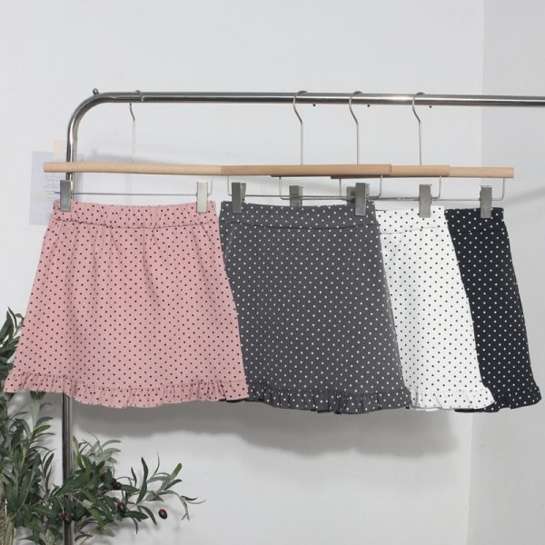Black fungus edge polka dot skirt for women