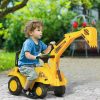 3-in-1 Ride On Excavator Digger Scooter & Pulling Cart, Construction Pretend Play Toy For Kids