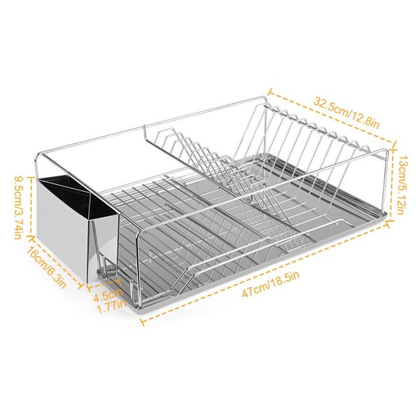 Dish Drying Rack Stainless Steel Dish Rack Drainboard Cutlery Holder Kitchen Dish Organizer