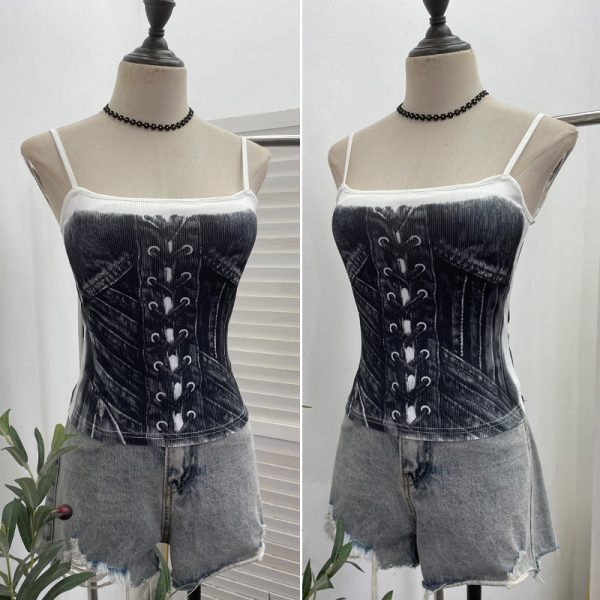 Cowboy print camisole sleeveless top