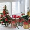 20PCS Christmas Treat Boxes With Ribbons Paper Christmas Tree Bells Pattern Goodie Box Retro Candy Bakery Box For Christmas Party Favors Wrapping Supplies