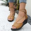 Plus Size Wedge Sandals for Women High Heel Ankle Strap Fish Mouth Roman Sandals
