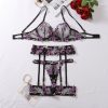 Purple Sexy Lace Embroidered Bra Collar Bra Underwear Set
