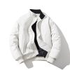 White Padded Jacket Women's Fashion Stand Collar Baseball Jacket Street Trend Unisex Couple Outerwear Men