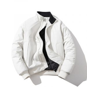 White Padded Jacket Women's Fashion Stand Collar Baseball Jacket Street Trend Unisex Couple Outerwear Men