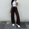 Casual lace up high waisted straight leg pants