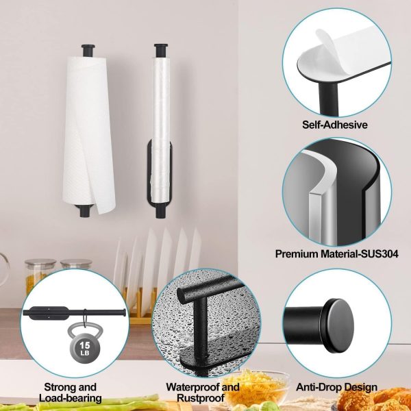 Stainless Steel Tissue Rack (Long Square Bottom Silver), Nail-Free And Perforation-Free Bathroom Toilet Paper Rack, Wall-Mounted Tissue Storage, Roll Paper Rack