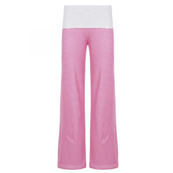 Striped contrasting loose straight leg wide leg pants