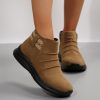 Cross-border Plus Size Pleated Side Zip Short Boots for Women Thick Sole Round Toe Suede Export Martin Boots