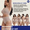 Thong Belly Control Underwear Set with Bra Large U-Shape
