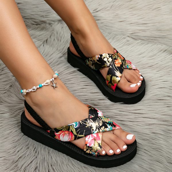 Cross-border European and American Style Women's Sandals New Fashionable Outdoor Wear Small Size Height-increasing Flat Heel Thick Sole Sandals Summer