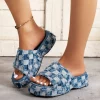 Raw Hem Plaid Platform Sandals