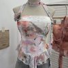 Printed neck hanging flower strapless sleeveless top