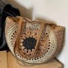 Paper rope hollow out colorful round plate grass woven bag casual beach bag one shoulder fashionable woven bag
