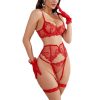 Lace Hollow Comfortable Sheer Sexy Lingerie Underwear Garter Belt Separated Five-Piece Set