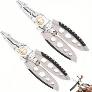 The Multi-Functional Wire Stripper (White Center 7 Inches), Special Tool For Electricians To Remove The Insulation Of Wires. It Is Made Of Stainless Steel And Is Used To Break And Strip Wires