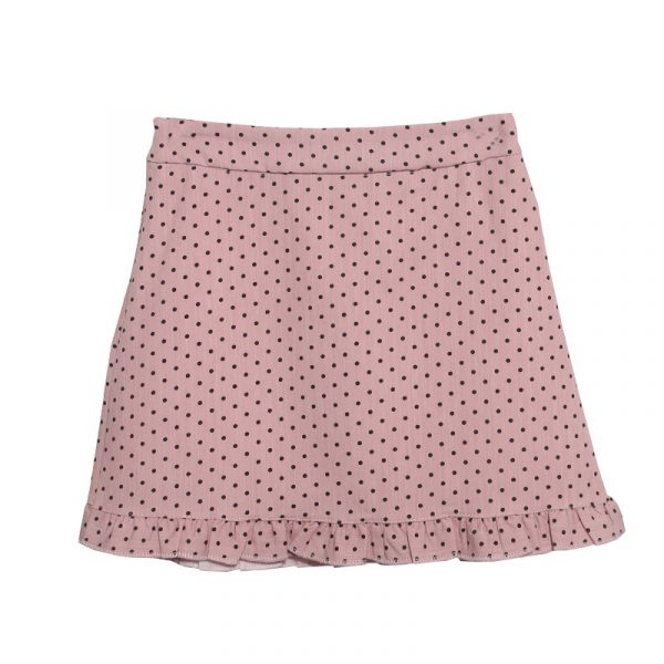Black fungus edge polka dot skirt for women